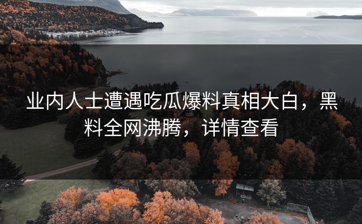 业内人士遭遇吃瓜爆料真相大白，黑料全网沸腾，详情查看