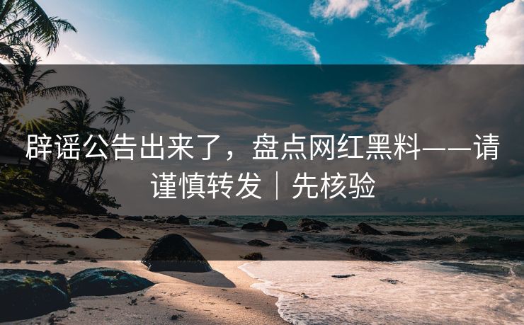 辟谣公告出来了，盘点网红黑料——请谨慎转发｜先核验