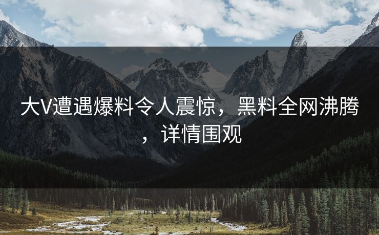 大V遭遇爆料令人震惊，黑料全网沸腾，详情围观